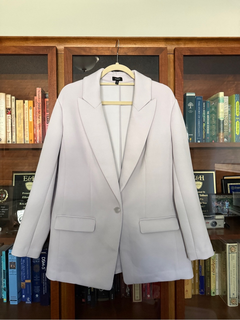Express Lavender Single-Button Notch Lapel Blazer